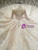 Champagne Ball Gown Tulle Lace Appliques bateau Long Sleeve Wedding Dress