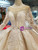 Champagne Ball Gown Tulle Lace Appliques bateau Long Sleeve Wedding Dress