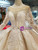 Champagne Ball Gown Tulle Lace Appliques bateau Long Sleeve Wedding Dress