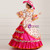 Fuchsia Ball Gown Satin Print Puff Sleeve Drama Show Vintage Gown Dress