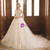 Light Champagne Tulle Lace Appliques V-neck Short Sleeve Wedding Dress