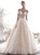 Champagne Ball Gown Tulle Spaghetti Straps Tulle Lace Appliques Wedding Dress