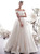 Simple A-Line Champagne Satin Off The Shoulder Wedding Dress