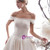 Simple A-Line Champagne Satin Off The Shoulder Wedding Dress