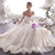 A-Line Champagne Tulle Appliques Off The Shoulder Wedding Dress