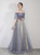 In Stock:Ship in 48 Hours Blue And Champagne Tulle Bateau Prom Dress