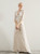 In Stock:Ship in 48 Hours Beige White Lace Half Sleeve Prom Dress