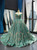 Green Ball Gown Sequins Off The Shoulder Wedding Dress With Train