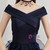 In Stock:Ship in 48 Hours Navy Blue Hi Lo Satin Organza Homecoming Dress