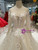 Light Champagne Tulle Lace Appliques Long Sleeve Backless Wedding Dress