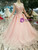 Pink Ball Gown Tulle Long Sleeve Backless Appliques Wedding Dress