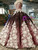 Burgundy Ball Gown Sequins Off The Shoulder Appliques Wedding Dress