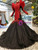 Black Mermaid Tulle Sequins Appliques Long Sleeve Wedding Dress With Removable Shoulder Ornament