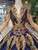 Gold sequin appliques on royal blue wedding dress bodice
