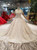 Champagne Ball Gown Tulle Lace Appliques Off The Shoulder Wedding Dress With Beading