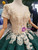 Green Ball Gown Sequins Short Sleeve Appliques Wedding Dress With Beading