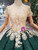 Green Ball Gown Sequins Short Sleeve Appliques Wedding Dress With Beading