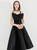 In Stock:Ship in 48 Hours Black Spaghetti Straps Satin Short Prom Dress