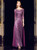 A-Line Purple Sequins Tulle 3/4 Sleeve Appliques Long Mother Of The Bride Dress