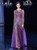 A-Line Purple Sequins Appliques Long Mother Of The Bride Dress With Shawl