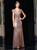 Pink Sequins Mermaid Cap Sleeve Appliques Long Mother Of The Bride Dress
