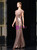 Pink Sequins Mermaid Cap Sleeve Appliques Long Mother Of The Bride Dress