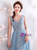 In Stock:Ship in 48 Hours Blue Tulle V-neck Bckless Appliques Prom Dress