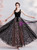 In Stock:Ship in 48 Hours Black Tulle Velvet Long Prom Dress