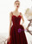 Burgundy Velvet Spaghetti Straps Backless Ankle Length Prom Dress