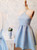 Baby Blue Short A Line Party Dress Tie Back Cute Prom Dress Homecoming Dress