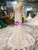 Champagne Tulle Sequins Appliques Long Sleeve Beading Wedding Dress With Removable Train