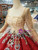 Red Ball Gown Sequins Square Neck Long Sleeve Beading Wedding Dress