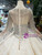 Champagne Tulle Lace Long Sleeve Wedding Dress With Beading Crystal