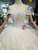 Champagne Ball Gown Tulle Sequins Off The Shoulder Wedding Dress With Beading