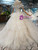 Champagne Ball Gown Tulle Sequins Off The Shoulder Wedding Dress With Beading