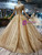 Gold Ball Gown Sequins Off the Shoulder Beading Wedding Dress