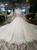 Marvelous Champagne Ball Gown Tulle Lace Appliques Long Sleeve Wedding Dress With Train