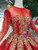 Red Ball Gown Sequins Gold Sequins Long Sleeve Floor Length Princess Dress