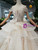 Champagne Ball Gown Tulle Sequins Off The Shoulder Wedding Dress With Bow