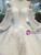 Champagne Ball Gown Tulle Off The Shoulder Long Sleeve Wedding Dress