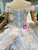 Blue Ball Gown Tulle Pink Flower Off the Shoulder Wedding Dress