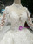 Ivory White Ball Gown Tulle Appliques High Neck Long Sleeve Wedding Dress