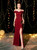 In Stock:Ship in 48 Hours Burgundy Sequins Spaghetti Straps Prom Dress