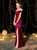 In Stock:Ship in 48 Hours Burgundy Sequins Spaghetti Straps Prom Dress