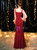 In Stock:Ship in 48 Hours Burgundy Mermaid Sequins Long Sleeve Prom Dress