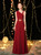 In Stock:Ship in 48 Hours Burgundy Sequins Asymmetrical Prom Dress With Side Split