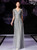 A-Line Silver Gray Sequins V-neck Half Sleeve Mother Of The Bride Dress