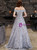 In Stock:Ship in 48 Hours Gray Lace Off the Shoulder Prom Dress