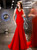 In Stock:Ship in 48 Hours Red Mermaid Lace V-neck Backless Prom Dress