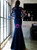 In Stock:Ship in 48 Hours Navy Blue Spandex Lace Prom Dress